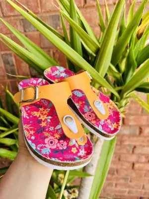 Yoki Girls Orange Floral Gianna Sandals